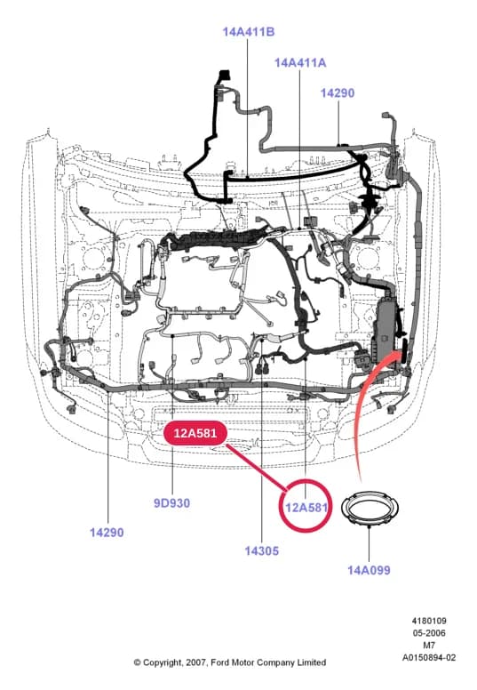 Wire Assy; Lev II Requirements; Tier 2 Bin 5; Lt Duty Truck Stage 4 Requirements; 3.0 V6 24V DOHC EFI Modular — 4 Electrical — 41801 Electrical.Wiring System & Related Parts › 4180109A Wiring - Engine And Transmission