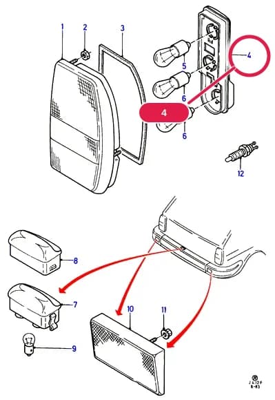 Carrier Assy - Lamp; RH — J Electrical System — J04 Electrical System.Rear Lamps › J04012 Rear/Stop And Flasher Lamps