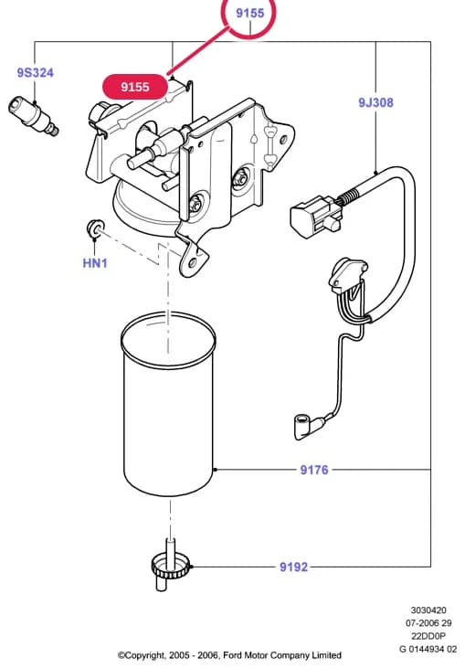 3 Powertrain — 30304 Powertrain.Fuel System - Engine › 3030420A Fuel Filter; 2.2 Duratorq TC; Transit 2006-2014; 2.2L Duratorq-TDCi