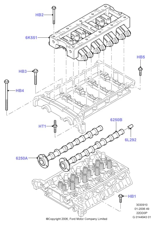 Jet; Transit 2006-2014; 2.2L Duratorq TDCI — 3 Powertrain — 30309 Powertrain.Timing Gear, Camshafts & Drive › 3030910A Camshaft; 2.2 Duratorq TC; Transit 2006-2014; 2.2L Duratorq-TDCi