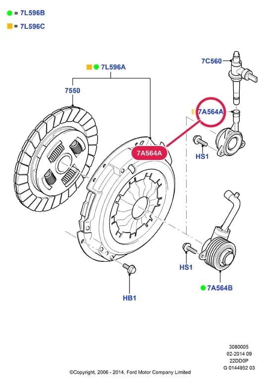 Cylinder Assy - Clutch Slave; Transit 2006-2014; 6-Speed Manual Transaxle - VMT6 — 3 Powertrain — 30800 Powertrain.Clutch › 3080005A Clutch; 2.2 Duratorq TC; Transit 2006-2014; 2.2L Duratorq-TDCi