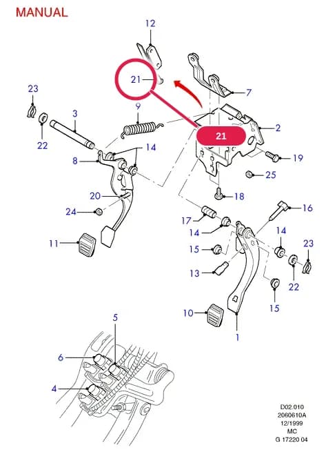 D Pedals And Related Parts — D02 Pedals And Related Parts.Brake And Clutch Controls › D02010 Brake And Clutch Controls