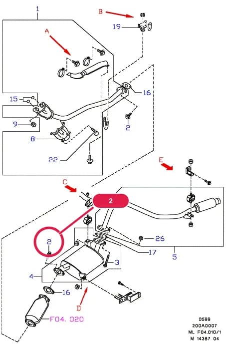 F Engine Assemblies Mounted On Body — F04 Engine Assemblies Mounted On Body.Exhaust System › F04010 Exhaust System