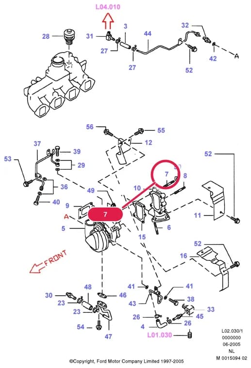 L Engine And Related Parts — L02 Engine And Related Parts.Cylinder Head/Valves/Manifolds/EGR › L02030 Turbocharger