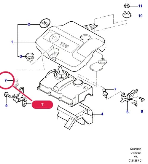 Joint Assy - Ball; LHD; 1.9L Diesel TI (90PS); (+)"D" — M Engine - Diesel — M02 Engine - Diesel.Cylinder Head/Valves/Manifolds/EGR › M02042 Insulators And Covers