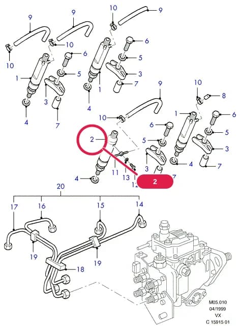M Engine - Diesel — M05 Engine - Diesel.Fuel System - Engine › M05010 Fuel Injectors And Pipes