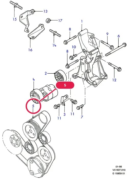 K Inline Engine - Petrol — K07 Inline Engine - Petrol.Alternator/Starter Motor & Ignition › K07010 Alternator Mountings & Drive Belts