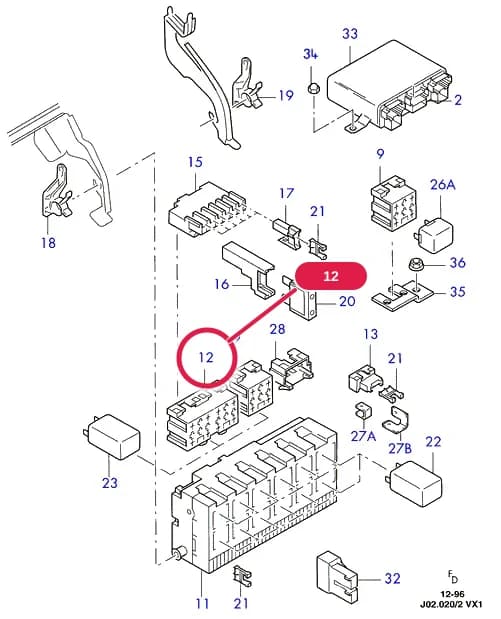 J Electrical System — J02 Electrical System.Wiring System & Related Parts › J02020 Relays And Fuses