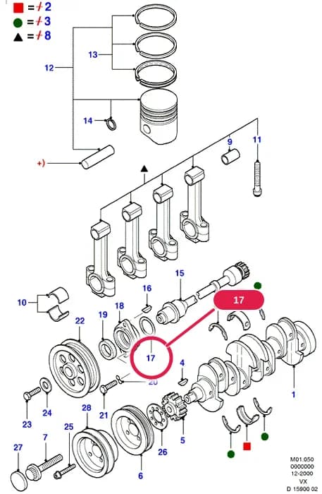 M Engine - Diesel — M01 Engine - Diesel.Engine/Block And Internals › M01050 Crankshaft/Pistons And Bearings