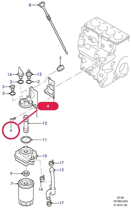 Screw - Socket Head Cap; M8 X 25MM — M Engine - Diesel — M03 Engine - Diesel.Oil Pump/Pan/Filter/Level Indicator › M03020 Oil Cooler And Filter/Oil Level Ind