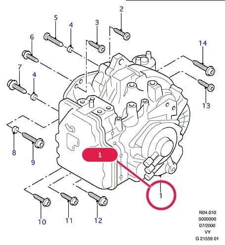 Transaxle Assy - Automatic; Exchange Part (New For Old); FLX; FBN; Refer To RAPID Technical Library; 1.9L Diesel TC(115PS) — N Transmission — N04 Transmission.Automatic Transaxle › N04010 Automatic Transaxle