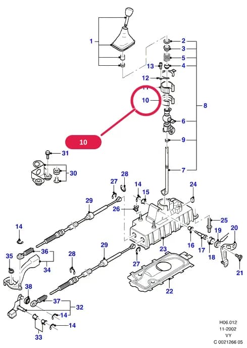 H Steering Gear - Gear Change — H06 Steering Gear - Gear Change.Gear Change - Manual Transmission › H06012 Gear Change - Manual Transmission