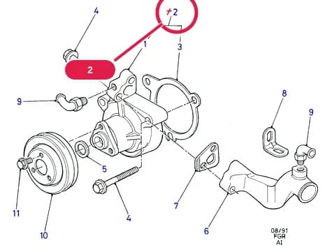 AIA Diesel 1.6 — AIA04 Diesel 1.6.Engine Cooling › AIA04010 Water Pump; Diesel