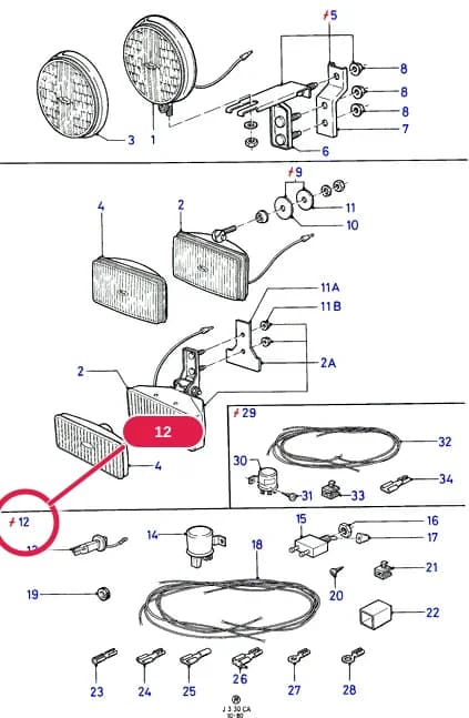 J Electrical System — J03 Electrical System.Headlamps And Front Flasher Lamps › J03030 Additional Headlamps - Accessory
