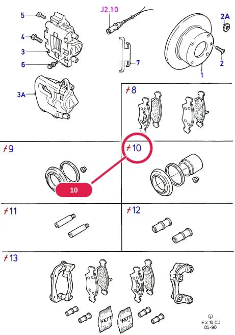 Kit - Sealing - With Piston; 'Girling'; OHC 1.3 — E Brakes - Brake Pipes - Wheels — E02 Brakes - Brake Pipes - Wheels.Front Brakes › E02010 Front Brake Discs And Calipers