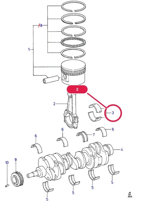 BFC Cosworth V6 2.9 24 Valve — BFC01 Cosworth V6 2.9 24 Valve.Engine/Block And Internals › BFC01050 Crankshaft/Pistons And Bearings