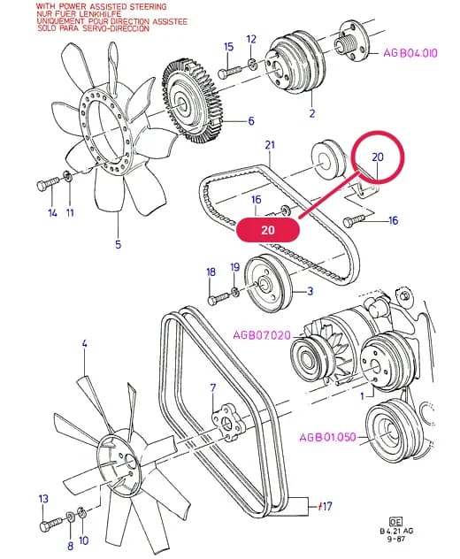 AGB OHC(TL/LL) — AGB04 OHC(TL/LL).Engine Cooling › AGB04021 Fan/Pulleys/Drive Belts With P/Strg;