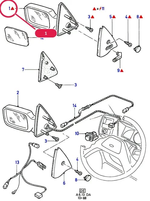 Mirror Assy - Rear View Outer; Remote Controlled/Manual; Grained; Flat Glass; RH; RHD 2WD; GB — A Body And Related Parts — A06 Body And Related Parts.Front Doors And Related Parts › A06013 Exterior Rear View Mirror