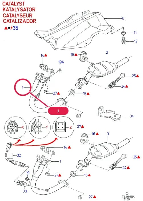 F Engine Assemblies Mounted On Body — F04 Engine Assemblies Mounted On Body.Exhaust System And Heat Shields › F04040 Exhaust System With Catalyst