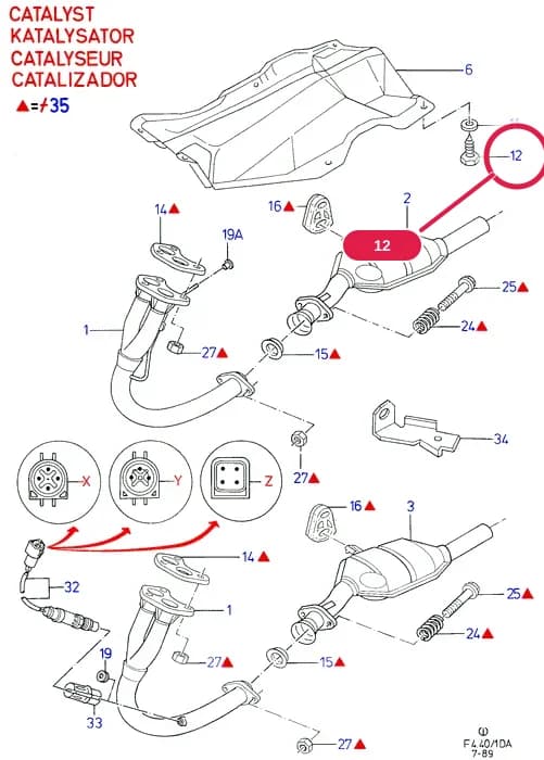 Bolt - Hex.Head; AB10 x 19 — F Engine Assemblies Mounted On Body — F04 Engine Assemblies Mounted On Body.Exhaust System And Heat Shields › F04040 Exhaust System With Catalyst