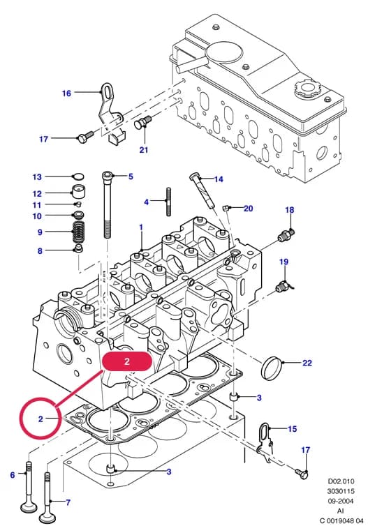 AID Lynx Engine — AID02 Lynx Engine.Cylinder Head/Valves/Manifolds/EGR › AID02010 Cylinder Head; Diesel