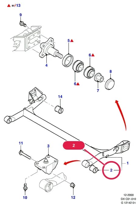 Bush; (-)"BR/RA" — C Rear Axle Less Brakes — C01 Rear Axle Less Brakes.Rear Axle › C01010 Rear Axle
