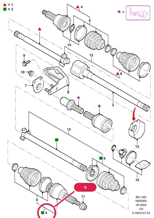 B Front Axle Less Brakes — B01 Front Axle Less Brakes.Suspension & Drive Shafts - Front › B01025 Drive Shaft - Front Wheel Drive;