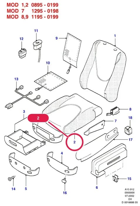A Body And Related Parts — A13 Body And Related Parts.Seats And Covers › A13012 Front Seat Pads/Valances & Heating;