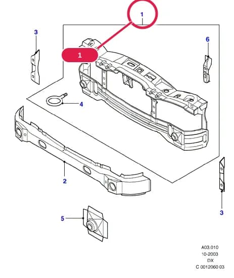 Bulkhead Assy - Front; (-)"BR/RA" — A Body And Related Parts — A03 Body And Related Parts.Bulkhead/Bumper/Grille & Hood › A03010 Front Bulkhead;