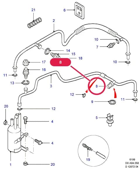 A Body And Related Parts — A04 Body And Related Parts.Dash Panel/Apron/Heater/Windscreen › A04050 Air Conditioning Accumulator Front