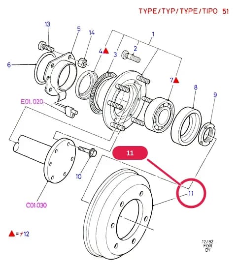 E Brakes - Brake Pipes - Wheels — E04 Brakes - Brake Pipes - Wheels.Rear Brakes › E04030 Rear Wheel Hub; Type 51 Rear Axle 3850lb