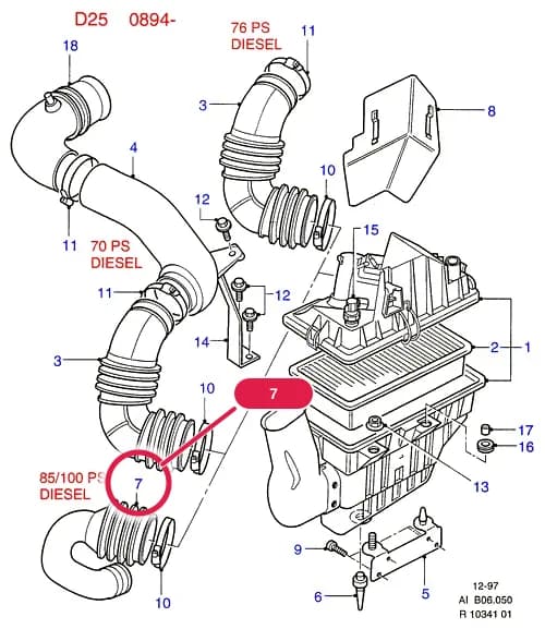 AIB Diesel 2.5 — AIB06 Diesel 2.5.Engine Air Intake › AIB06050 Air Cleaner; Diesel