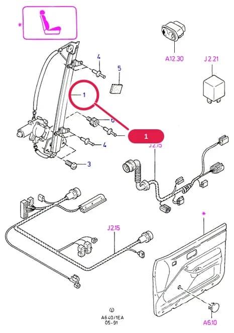 Window Regulator; RH; 3 Door Saloon — A Body And Related Parts — A06 Body And Related Parts.Front Doors And Related Parts › A06040 Electric Window Controls - Frt Door