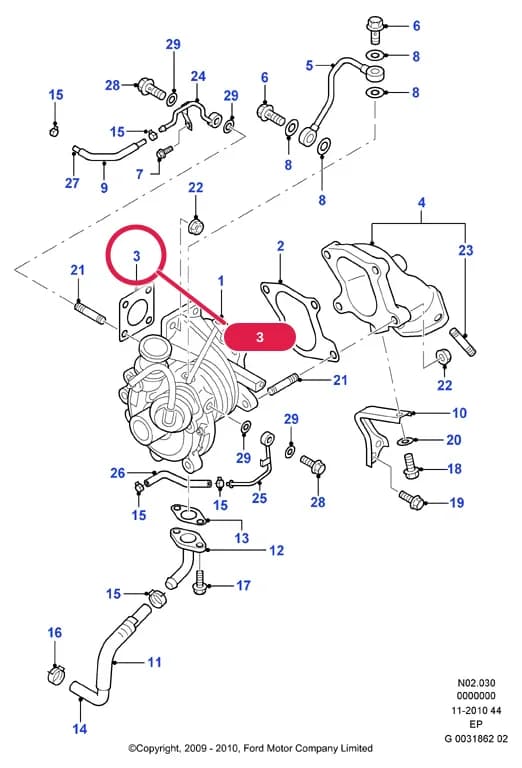 N Engine - Diesel — N02 Engine - Diesel.Head/Manifolds/Intercooler/Turbo › N02030 Turbocharger