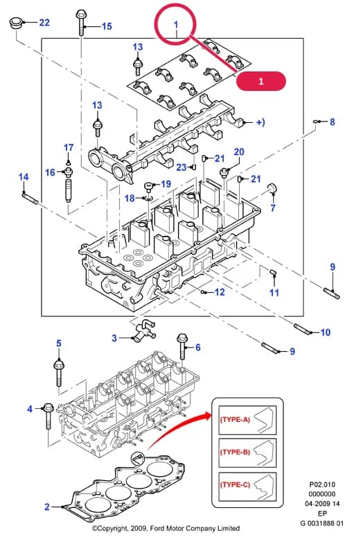 P Engine - Diesel — P02 Engine - Diesel.Head/Manifolds/Intercooler/Turbo › P02010 Cylinder Head
