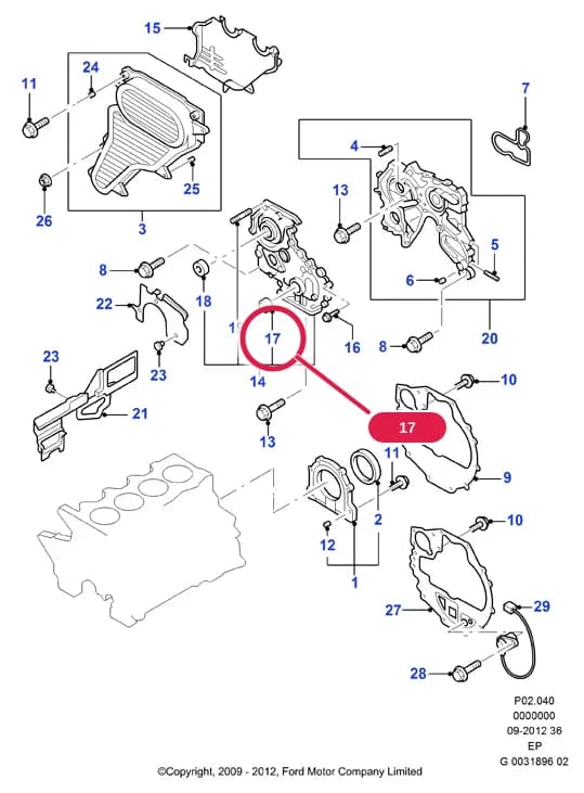 P Engine - Diesel — P02 Engine - Diesel.Head/Manifolds/Intercooler/Turbo › P02040 Timing Gear Covers