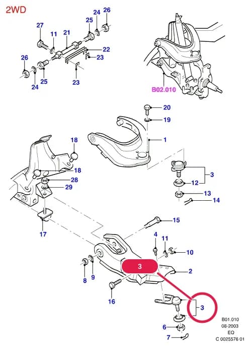 B Front Axle Less Brakes — B01 Front Axle Less Brakes.Suspension,Drive Shaft & Axle-Front › B01010 Front Suspension Arms & Stabilizer