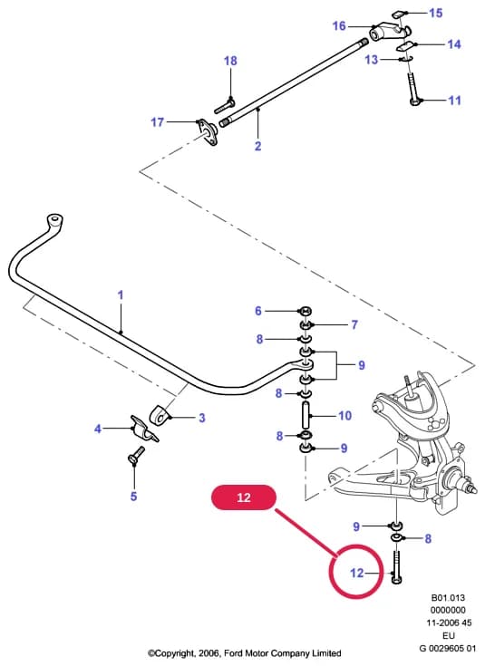 B Front Axle Less Brakes — B01 Front Axle Less Brakes.Suspension, Spring & Stabilizer Bar › B01013 Front Stabilizer Bar