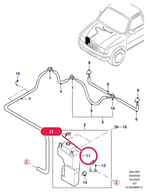 A Body And Related Parts — A04 Body And Related Parts.Dash Panel/Apron/Heater/Windscreen › A04085 Windscreen Washer