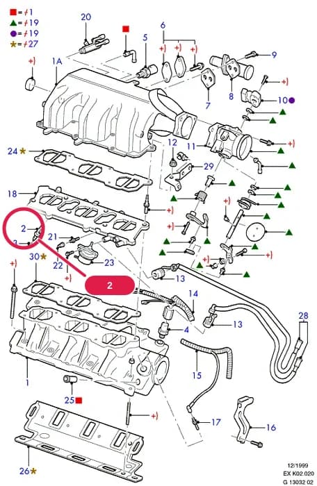 K Engine And Related Parts — K02 Engine And Related Parts.Cylinder Head/Valves/Rocker Cover › K02020 Inlet Manifold