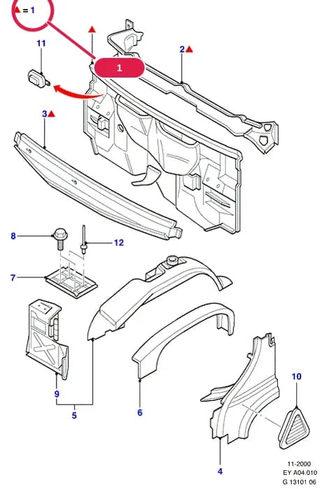 Panel Assy - Dash; LHD; (+)"Europe/VN" — A Body And Related Parts — A04 Body And Related Parts.Dash Panel/Apron/Heater/Windscreen › A04010 Dash Panel/Aprons/Front Fenders
