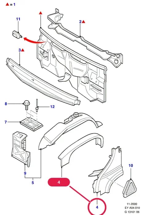 Fender Assy - Front; RH; (+)"Europe/MAL/VN" — A Body And Related Parts — A04 Body And Related Parts.Dash Panel/Apron/Heater/Windscreen › A04010 Dash Panel/Aprons/Front Fenders