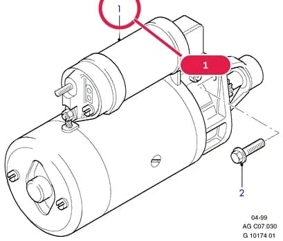 Starter Motor Assy; 1.4 KW; Exchange Part (Re-Manufactured) — AGC Cosworth(CH) — AGC07 Cosworth(CH).Alternator/Starter Motor & Ignition › AGC07030 Starter Motor