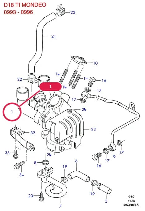 AIE Diesel 1.8 — AIE02 Diesel 1.8.Cylinder Head/Valves/Rocker Cover › AIE02030 Turbocharger; Diesel