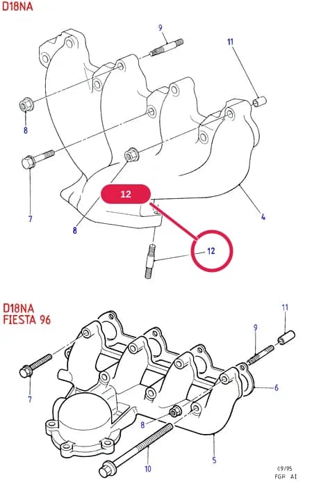Stud; M10 x 14 + M10 x 30MM — AIE Diesel 1.8 — AIE02 Diesel 1.8.Cylinder Head/Valves/Rocker Cover › AIE02025 Exhaust Manifold; Diesel