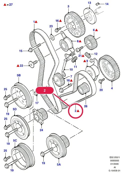 AIE Diesel 1.8 — AIE02 Diesel 1.8.Cylinder Head/Valves/Rocker Cover › AIE02050 Timing Gear; Diesel