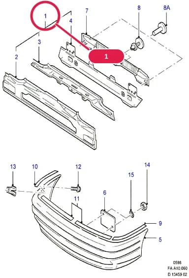 Panel Assy - Back; (-)"BR/RA/TR" — A Body And Related Parts — A10 Body And Related Parts.Rear Panels/Bumper & Window › A10060 Lower Back Panel And Bumper