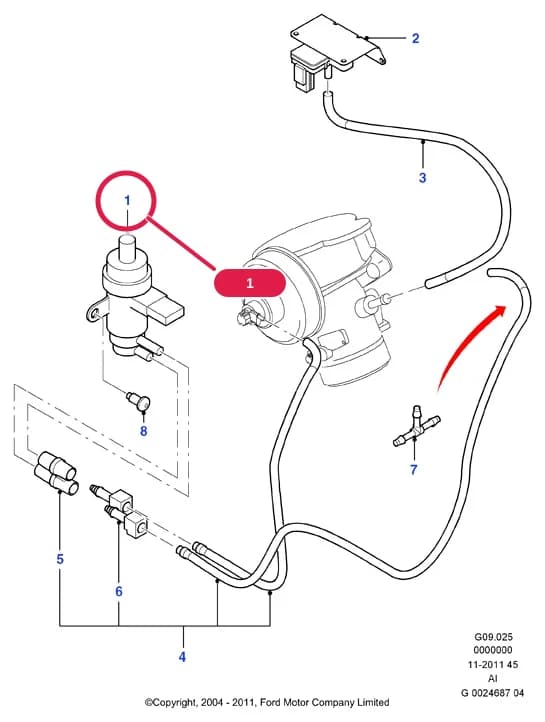 AIG Duratorq Engine — AIG09 Duratorq Engine.Emission Control - Vacuum Lines › AIG09025 Emission Control - Valves/Hoses; Diesel