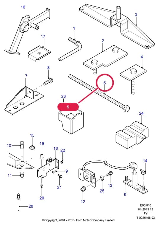 Bolt - Spare Wheel Mounting; All Regular Cargo/Window Vans; 2.3L DOHC (145PS); With Double Rear Wheels; With LPG Fuel — E Brakes - Brake Pipes - Wheels — E06 Brakes - Brake Pipes - Wheels.Spare Wheel Carrier › E06010 Spare Wheel Mountings