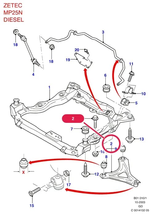 Arm Assy - Front Suspension; RH — B Front Axle Less Brakes — B01 Front Axle Less Brakes.Suspension & Drive Shafts - Front › B01010 Front Susp.Arms/Stabilizer/X-Member